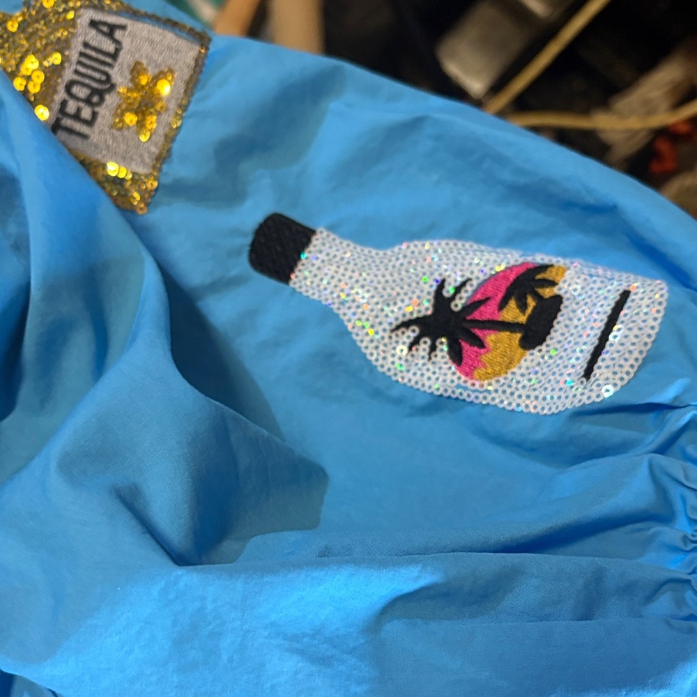Blue Embellished Cocktail Bottle mini Dress size M - Picture 4 of 6